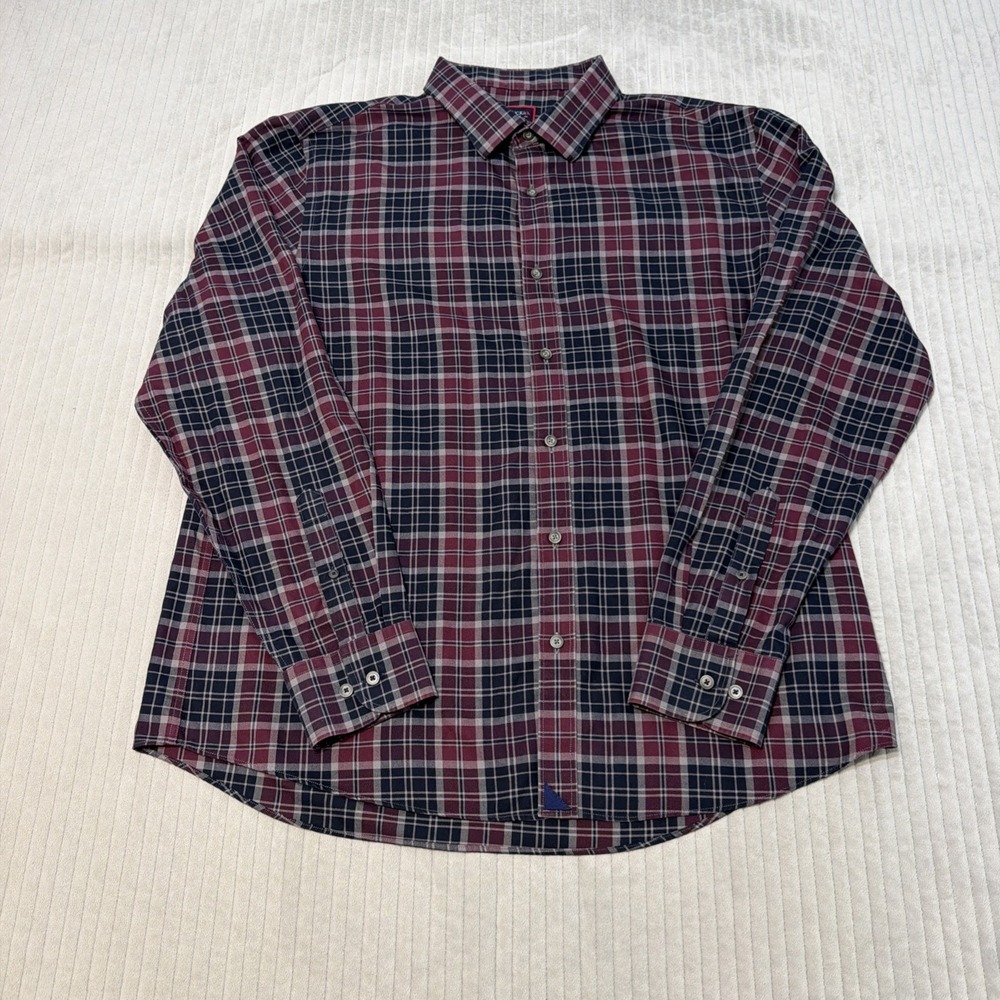 UNTUCKit Button Down Shirt Mens XXL red black Plaid Slim Fit Wrinkle Free Long